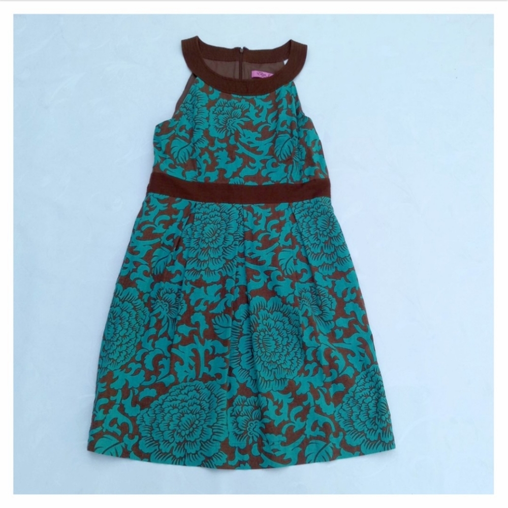 Eliza J US 14 Sleeveless Linen Floral Summer Dress